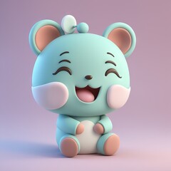 Naklejka premium cute cartoon bear with a pink eyes, 3d illustration
