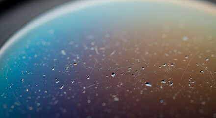 3D background of a crystalline glass surface. Macro detail of an abstract iridescent blue and brown pattern. Minimalist texture with soft focus and realistic imperfections