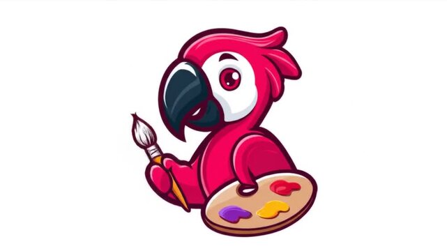 Cartoon parrot artist