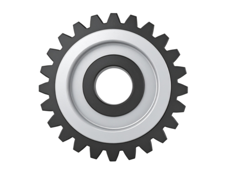 Black and White Gear Mechanism Isolated on Transparent Background PNG - Powered by Adobe