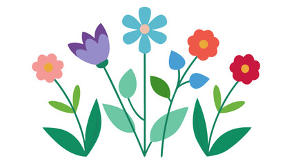 Flat Style Colorful Flower Vector Set Spring Floral Design