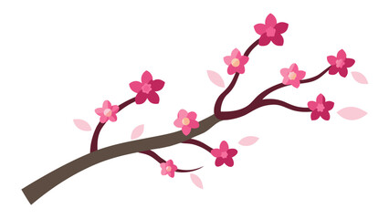 Pink Cherry Blossom Branch Stylized Vector Illustration Japan