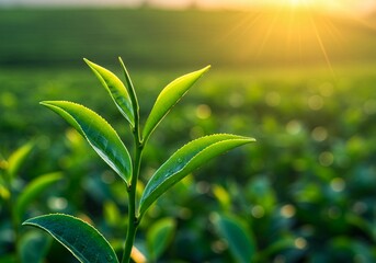 Fototapeta premium Golden Morning Tea Leaves