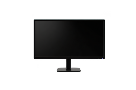 High resolution computer monitor display screen technology electronics device mockup isolated on transparent background