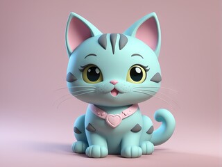 3d illustration. cat in the room.
