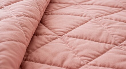 Fototapeta premium Soft Peach Quilted Fabric Close-up with Diamond Stitching