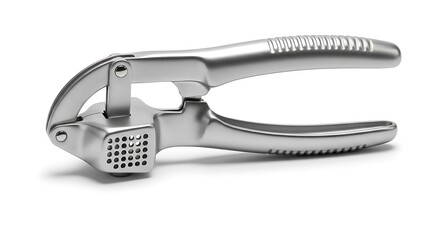 Obraz premium Professional stainless steel garlic press tool kitchen gadget for easy garlic mincing.