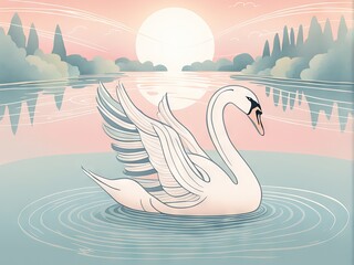 swan in the lakeswan lake