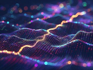 3d abstract background. of glowing dots. digital technology concept. big data