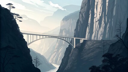 bridge connecting two cliffs abstract concept