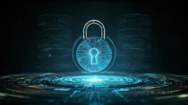 Cyber Security Lock Digital Protection Technology Concept for Online Safety.