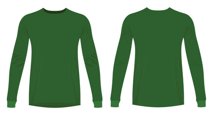 Long sleeve green t shirt. vector illustration	