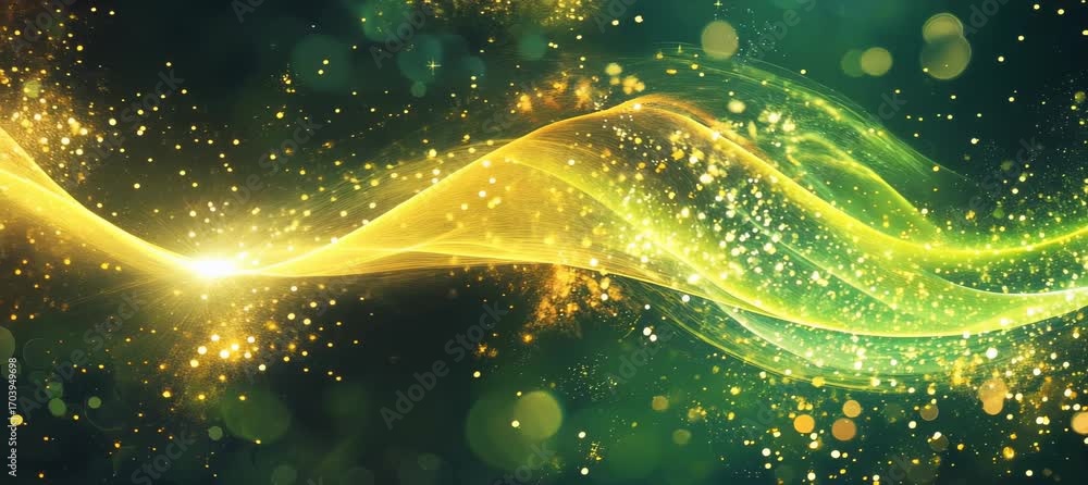 Poster abstract green shiny wave light spectrum background. generative video ai technology.