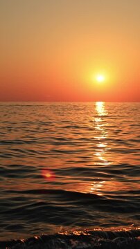 A bright sunset on the sea.