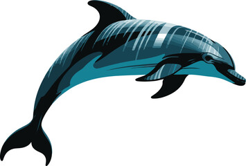 Graceful dolphin leaping from the ocean on a clean white background