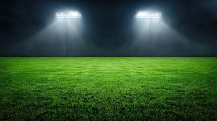 Empty illuminated field at night