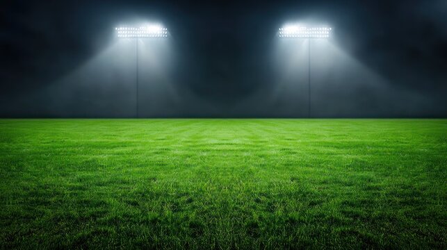 Empty illuminated field at night - Powered by Adobe