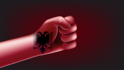 Fist with flag of Albania. 3d vector illustration