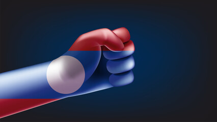 Fist with flag of Laos. 3d vector illustration
