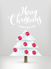 Merry Christmas and happy new year card. Vector 3d illustration