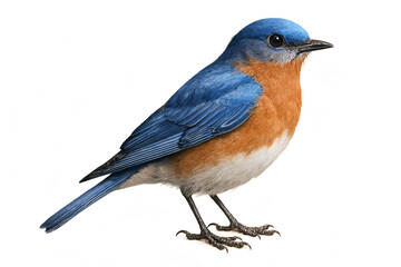 Obraz premium Eastern Bluebird Perched Isolated on White Background