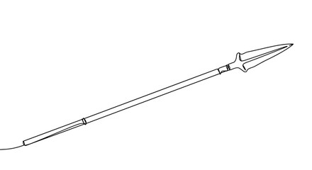 Javelin spear in line art style on a white background