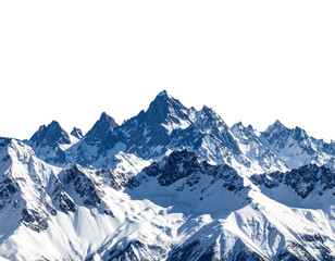 Snow-Capped Mountain Ridge Panorama with Sharp Peaks, Distant View, Isolated