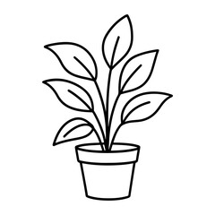 Simple outline drawing of a potted houseplant with green leaves