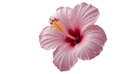 AI Generator Pink Hibiscus Flower White Background for Wedding Invitation Card Design.