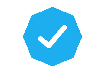 Blue Check Icon – Verification Symbol, Approved, Confirmed, Social Media Badge Design