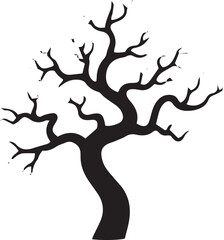 Obraz premium Spooky silhouette of a twisted bare tree ready for halloween decorations and designs