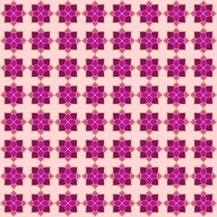 Regal Magenta Floral Grid, Pink and Purple Ornate Blossom, 
Luxurious Thai-Inspired Pattern, Elegant Rosette Repetition, 
Vibrant Geometric Flower Tile.
