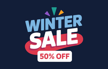 Obraz premium Winter sale fifty percent off seasonal discount promotion