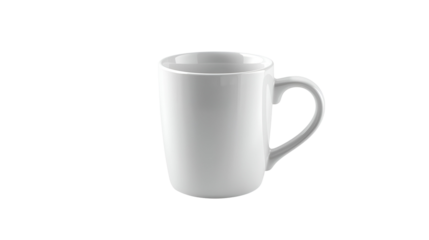 Coffee mug isolated on pure white background with hyper realistic metallic shine and glossy reflections
