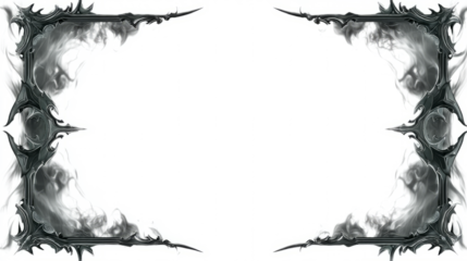Gothic frame with dark decorative corners and ghostly fog