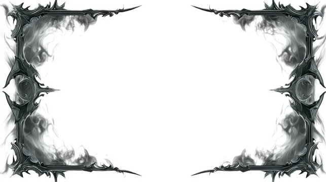 Gothic frame with dark decorative corners and ghostly fog