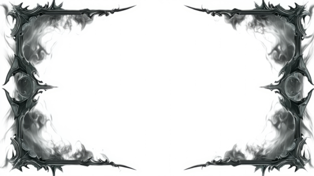 Gothic frame with dark decorative corners and ghostly fog