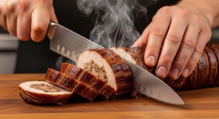 Artisanal Kukurec Slicing, an Authentic Turkish Street Food Preparation