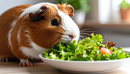 Close-up of guinea pig eating salad (1)
