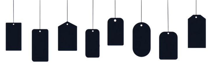 Price tag silhouettes in flat icon style minimal on white