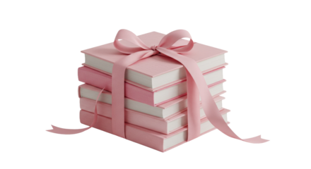 Stack of pink books isolated on white background