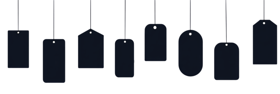 Price tag silhouettes in flat icon style minimal on white - Powered by Adobe