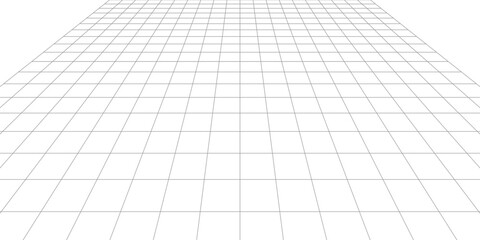 Vector perspective grid. Detailed lines on white background.
