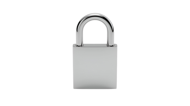Metallic lock with realistic shine isolated on pure white background in modern stylish minimal design
