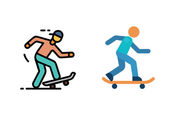 skateboarders in action with vibrant colors and dynamic poses silhouette