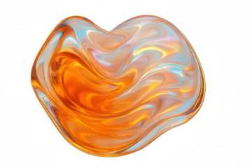 Vibrant orange and blue liquid swirling, creating dynamic organic shape against transparent backdrop, ideal for digital art and design compositions