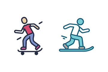 skateboarder and snowboarder in motion silhouette