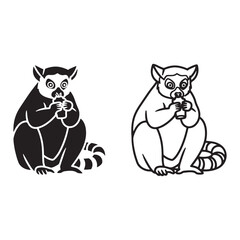 Obraz premium Accurate Lemur Silhouette & Lemur Lineart – Lemur Vector Outline Capturing Precise Shape – Black Vector of Lemur – Vector Set of Lemur