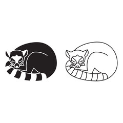 Defined Lemur Silhouette & Lemur Lineart – Lemur Vector Image with Clear Structural Lines – Black Vector of Lemur – Vector Set of Lemur