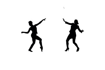 two dancers performing graceful movements in silhouette